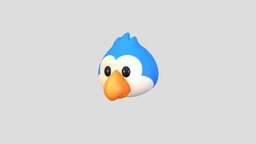 Prop125 Bird Head face, cute, little, baby, bird, kid, toy, prop, fashion, ar, anonymous, accessory, head, mask, costume, beak, character, cartoon, animal, blue, noai