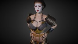 Geisha/Warrior body, face, armor, anatomy, warrior, katana, , women, samurai, sss, , , girl, blender3d, female, fantasy, rigged, noai