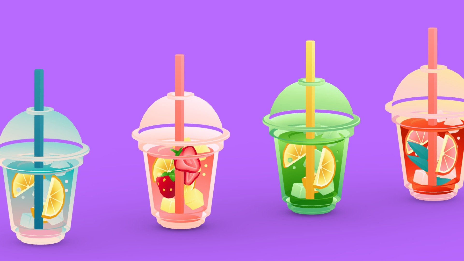 **Low poly cute soft drinks pack. **

Textured with gradient atlas, so it is performant for mobile games and video games.

Like a few of my other assets
in the same style, it uses a single texture diffuse map and is mapped using only color gradients. 
All gradient textures can be extended and combined to a large atlas.

There are more assets in this style to add to your game scene or environment. Check out my sale.

If you want to change the colors of the assets, you just need to move the UVs on the atlas to a different gradient.
Or contact me for changes, for a small fee.

**I also accept freelance jobs. Do not hesitate to write me. **

*-------------Terms of Use--------------

Commercial use of the assets  provided is permitted but cannot be included in an asset pack or sold at any sort of asset/resource marketplace.*

9213140

5207418