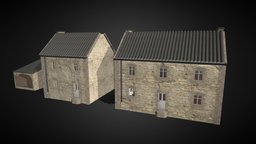 WW2 Normandy Era French House french, ww2, ready, europe, game, low, poly, house, war