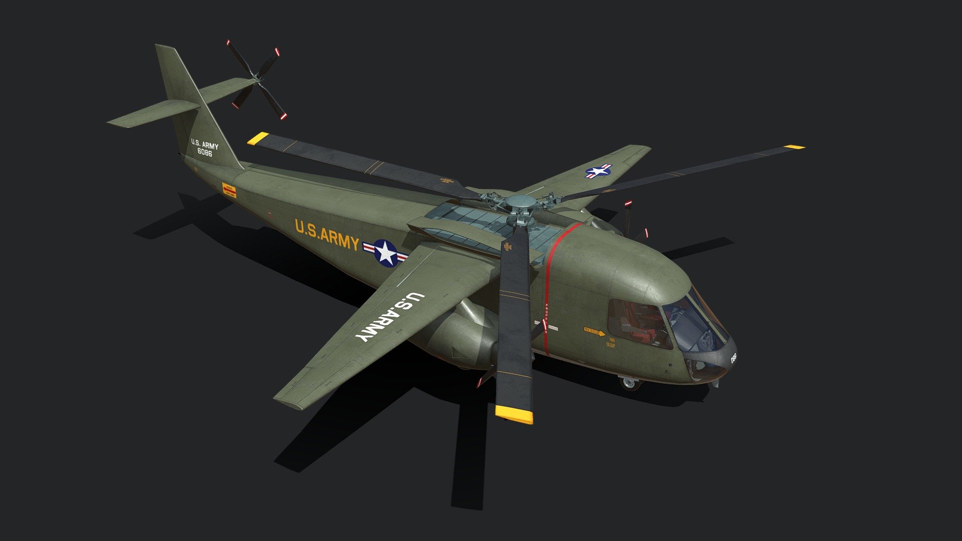 In the mid-60’s, VTOL in all its forms was all the rage. In 1965, Lockheed answered a US Army Request For Proposals with the CL-945 concept, a stowed-rotor helicopter design. At low speeds and hover, it would operate as a helicopter; at higher speeds, aircraft-style propulsion systems would power it forward; and at much higher speeds than helicopters normally attain, the rotors would stop rotating and would fold back and be stowed for minimum drag. It was a great idea that had the little problem of being horribly complex, heavy and expensive.