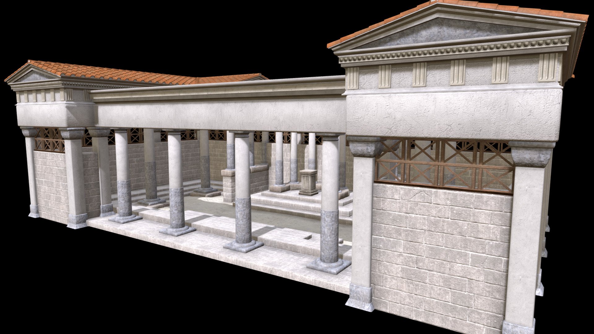 An ancient Greek building. 

I imagined it a bit like the sanctuary of an altar or a kind of Bouleuteron, but in any case, you can use it like you wish. 
You can place a statue instead of the pedestal, it could be also cool !

All textures in Pbr -> COLOR, ROUGH and NORMAL.

Hope you like it :)