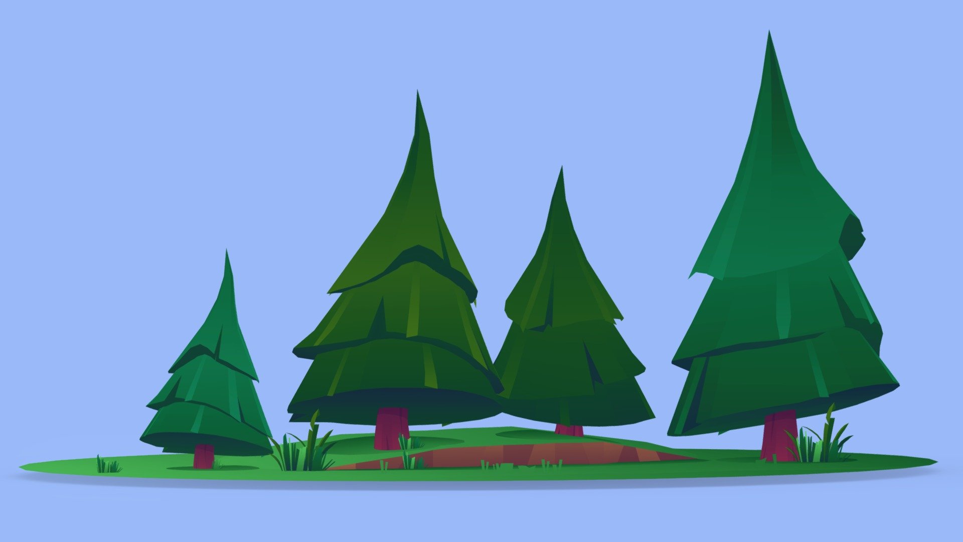 stylized unlit pine trees.

Textured with gradient atlas, so it is performant for mobile games and video games.

Like a few of my other assets
in the same style, it uses a single texture diffuse map and is mapped using only color gradients. 
All gradient textures can be extended and combined to a large atlas.

There are more assets in this style to add to your game scene or environment. Check out my sale.

If you want to change the colors of the assets, you just need to move the UVs on the atlas to a different gradient.
Or contact me for changes, for a small fee.

**I also accept freelance jobs. Do not hesitate to write me. **

*-------------Terms of Use--------------

Commercial use of the assets  provided is permitted but cannot be included in an asset pack or sold at any sort of asset/resource marketplace.*