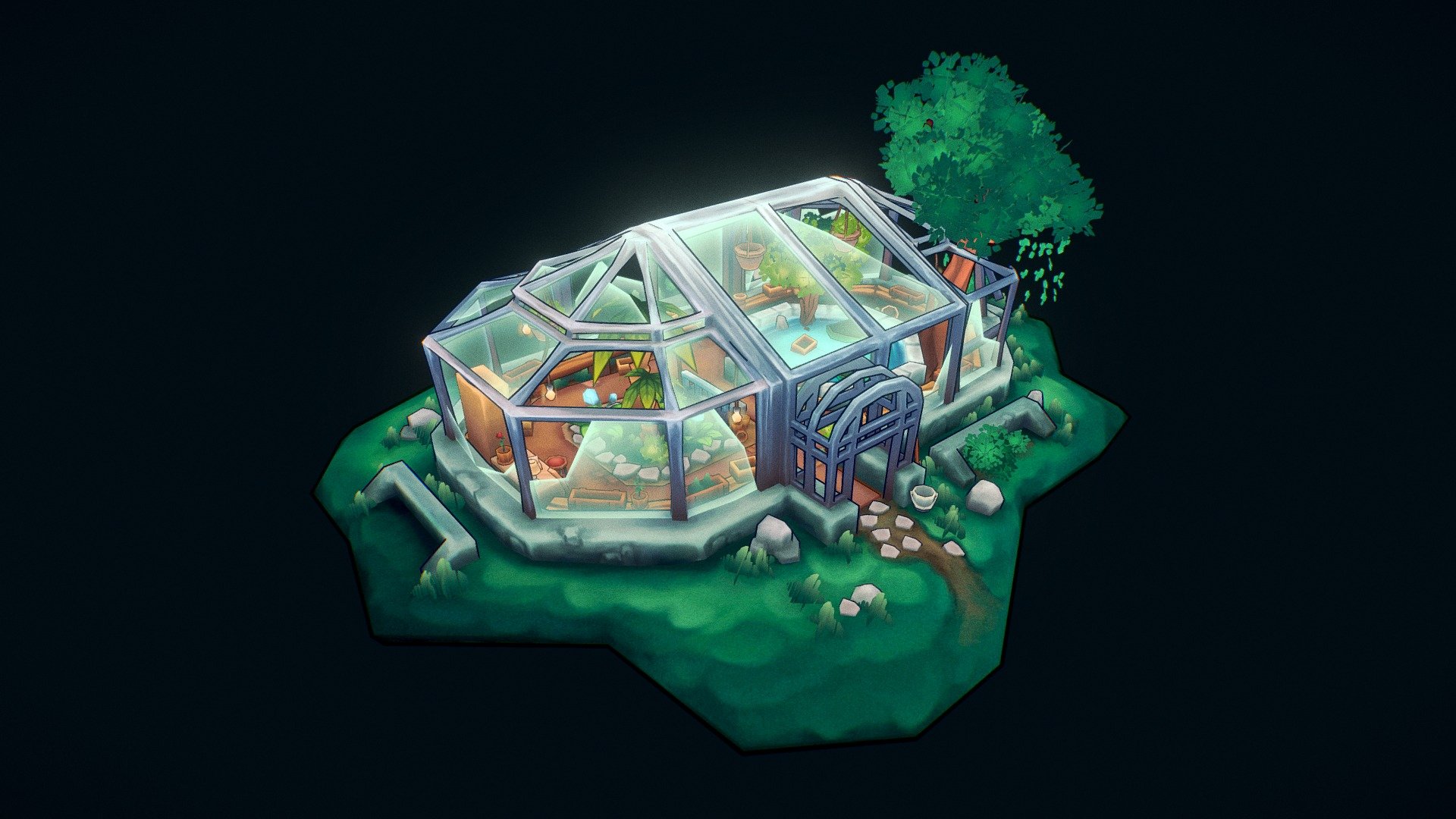 On a Sunday in May, I visited the Botanical Garden. I liked the combination of plants, metal frames and fogged glasses. 

Now you can explore the greenhouse and use its assets in your projects.

All textures are created in Hand paint stylistics on a graphics tablet.



 ArtStation 

 Instagram 



