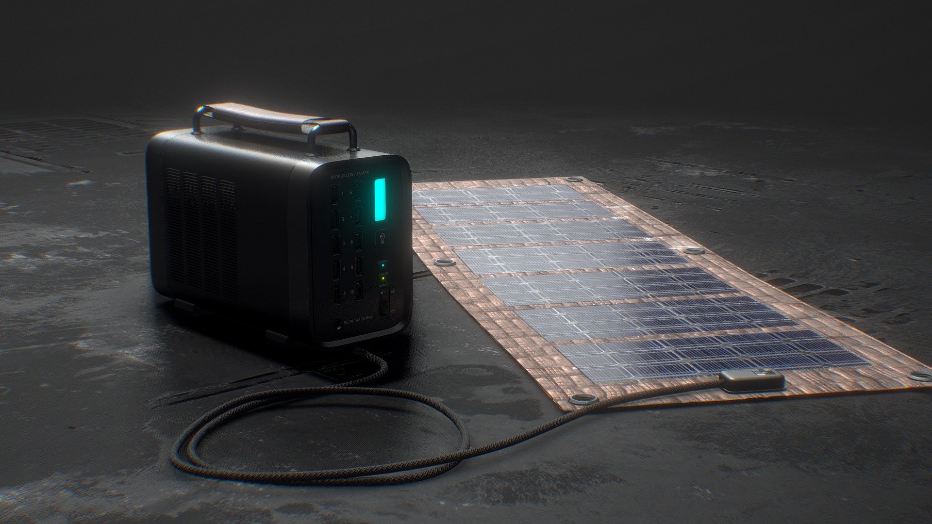 2000 WATT PEAK OUTPUT: 1000W Continuous output and 880Wh capacity, the solar powered generator can handle most outdoor situations.

Drag and drop and you are good to go. 4k textures, separated materials.

Separate texture for each object. .obj, .fbx and *.blend included in the aditional final. Low and high poly version. The files are properly organized and ready for export and re-bake if you want to make a change.Also a light rig is included to show the model. I can also provide the Substance Painter File and bigger textures if needed.

Check my profile for free models https://sketchfab.com/re1monsen If you enjoy my work please consider supporting me I have many affordable models in the shop.

Feel free to contact me. I’d love yo hear from you.

Thanks!