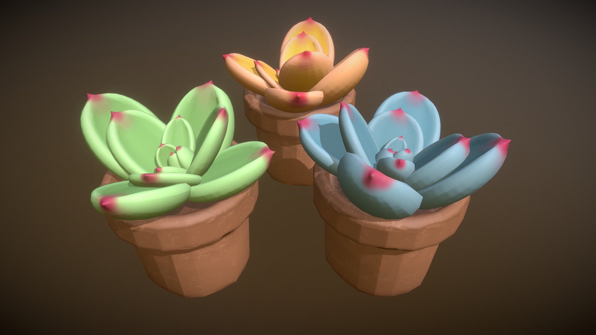 Finished the succulent plants with three different colors! Really liked this small project and might do different kinds of succulent plants in the future.
