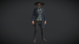 Cowboy Character PBR Game Ready west, wild, gunslinger, cowboy, american, old, sheriff, character