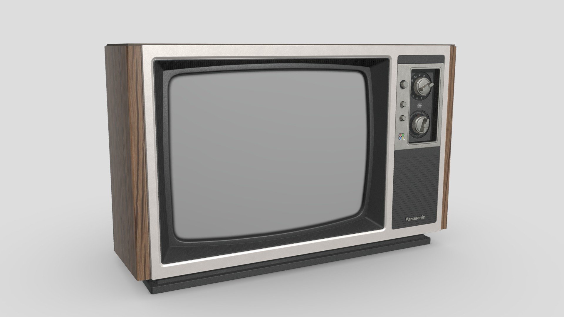 A high-poly model of a vintage Panasonic television set. TV set textures are in 4K resolution and the cable texture is in 1K resolution.