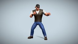Biker leather, jacket, rig, sunglasses, biker, rider, bandana, denim, thug, stylizedcharacter, gameart, stylized, rigged, gameready