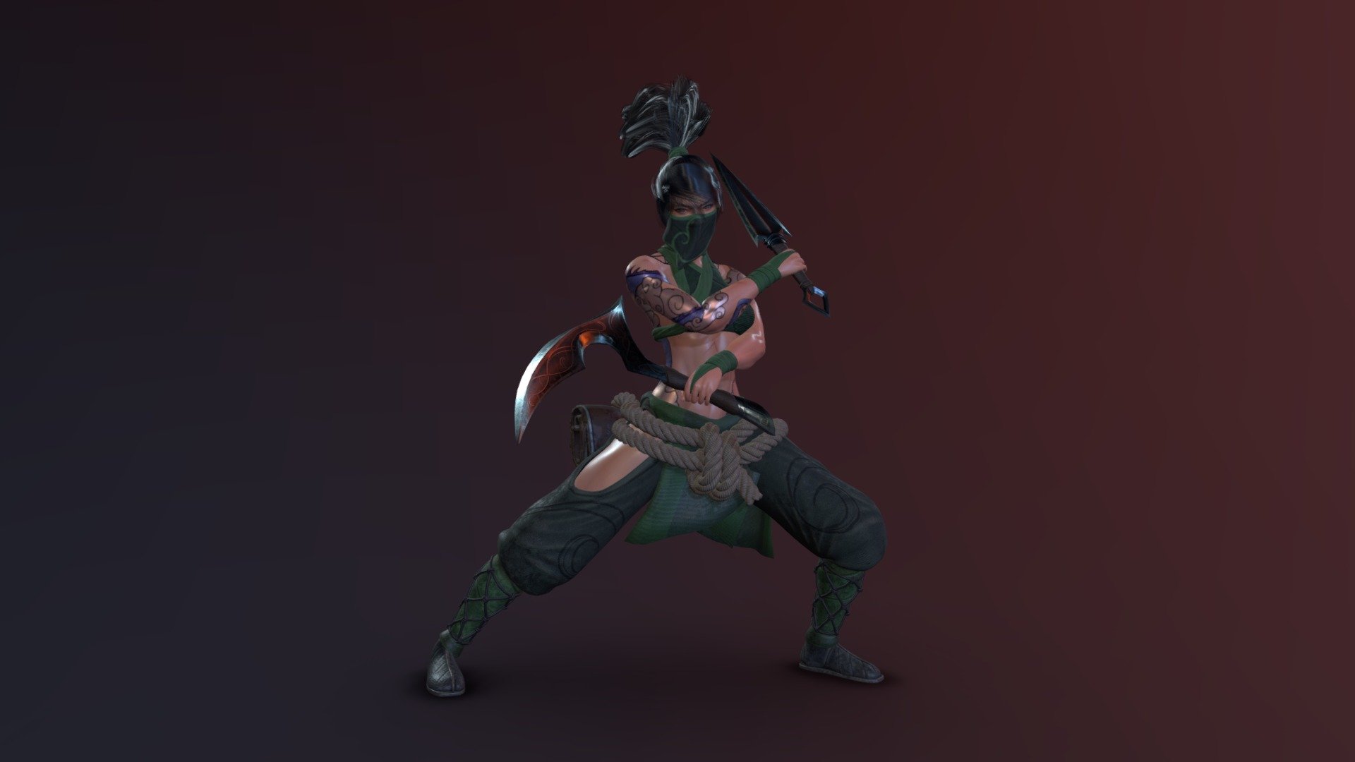 Akali model i made as a practice with Blender.