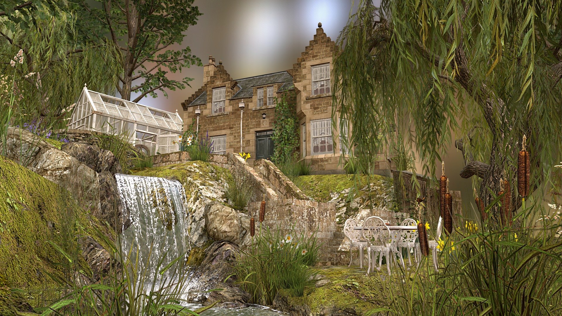 This is my diorama for the 3D1 final assignment in Howest Digital Arts &amp; Entertainment. The goal was to create a low poly scene based on a selected storyline using Maya and Photoshop.

At the end of an overgrown road in the English countryside lives grandma in her lovely stone cottage. She spends a lot of her time outside, tending to her flowers in the old greenhouse, doing daily chores and enjoying tea time while telling stories to her beloved animals. Some of them are little troublemakers but that's what makes life really interesting.