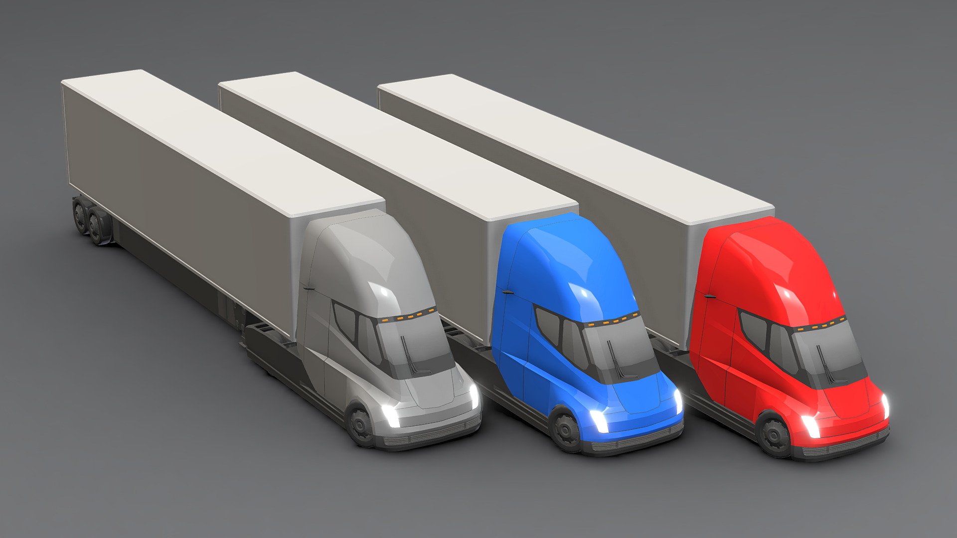 


Tesla Semi Truck 2023 Low-poly 3D.




You can use these models in any game and project.




This model is made with order and precision.




The color of the body and wheels can be changed.




Separated parts (body. wheel.Trailers ).




Very low poly.




Average poly count: 7/000 Tris.




Texture size: 128/256 (PNG).




Number of textures: 2.




Number of materials: 3.




format: fbx, obj, 3d max


