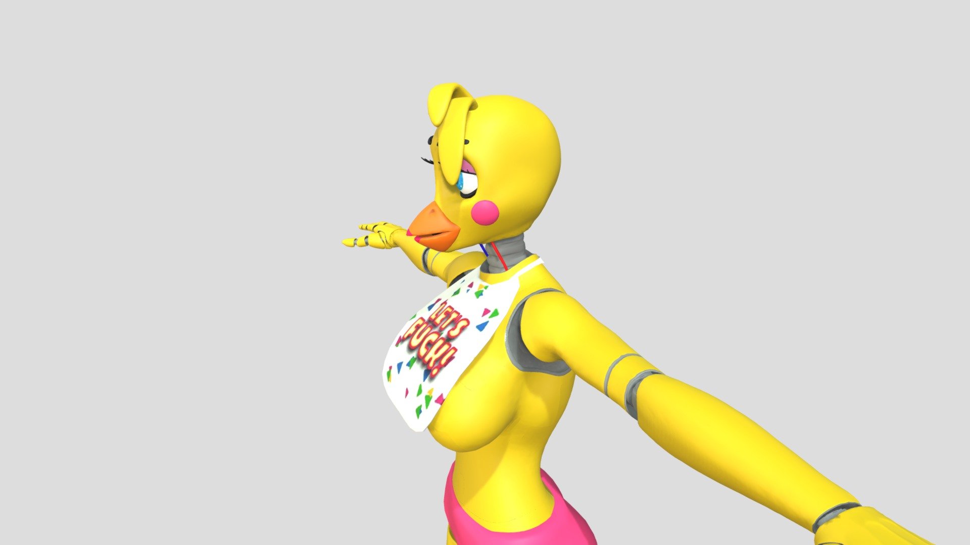 toy chica humana animatronica parece más humana que animatronico esta bien echa👍descarga el modelo si quieres para aser animaciónes o fotos disfruta del modelo 3D :D