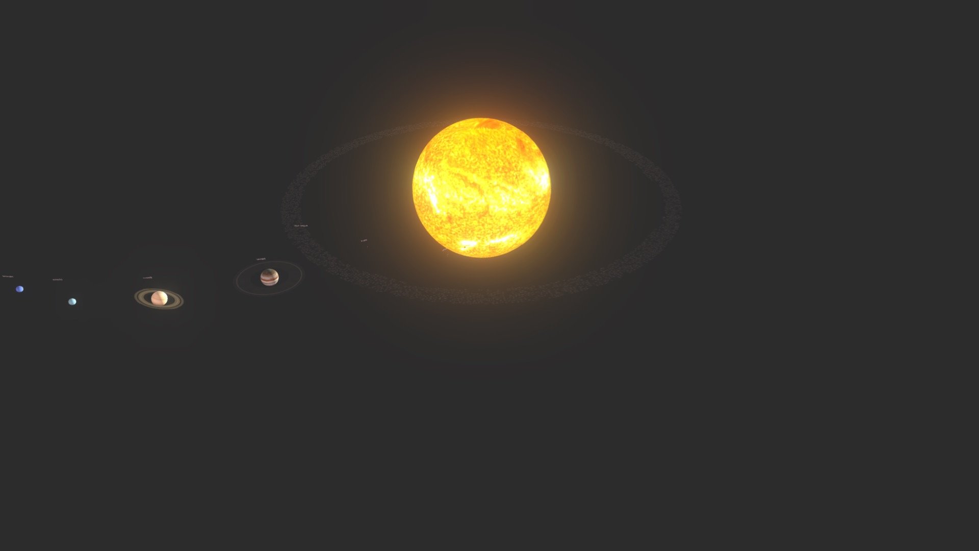 The 3D model of the Solar System animated. Including the Moon and twin satellites of Mars, Phobos &amp; Deimos. All planets are correctly scaled and have a right ecliptic inclination. This model doesn't include drawf planets as Pluto and Ceres.