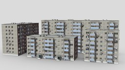 Procedural Soviet Building Generator exterior, soviet, flat, concrete, apartment, russian, panel, russia, ussr, procedural, soviet-union, soviet-architecture, ussr-architecture, panel-house, architecture, blender, house, home, city, building, modular, geometrynodes, 1-464, khrushchevka