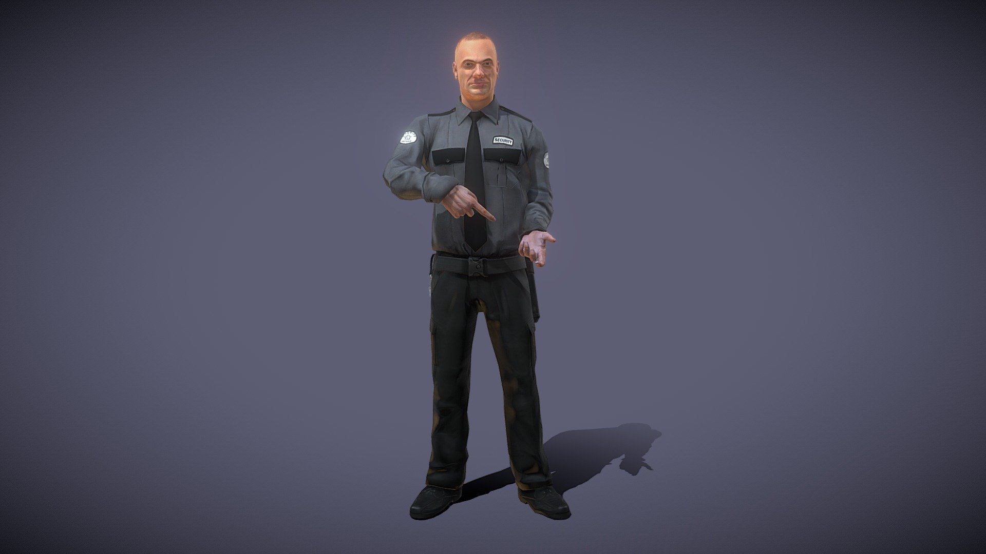 Generic security guard (with and without hat).




1 mesh.

Geometry: 13258 triangles, 8450 vertices (+480 triangles with hat).

Three PBR high resolution materials (2K).

Channels: diffuse, normal, metallic.

Animations: 58, all carrying a (not included) submachine gun.

Rigged type Generic.

SRP support: BuiltIn, URP, HDRP.

Unity version: +2020.3.

