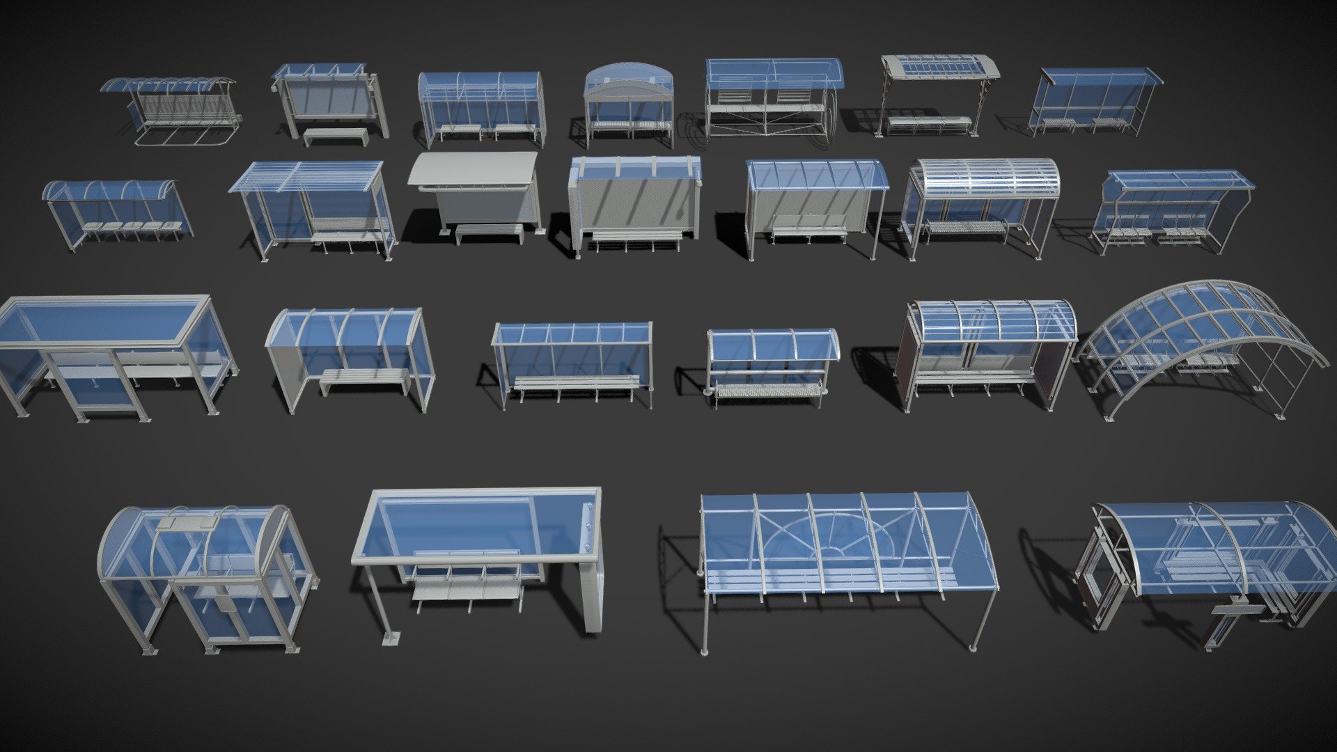 Get pack - https://www.artstation.com/a/15283

24 bus stops

include max(2018), blend(2.8), fbx, obj and stl files

poly  - 444669

verts - 428670