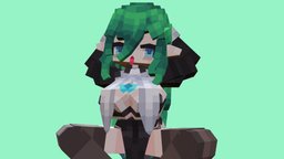An ordinary nun pixel-art, blockbench, girl, minecraft