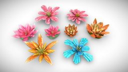 Alien Fantasy Flowers - Lotus and Petals - 4k tree, plant, grass, mushroom, organic, flower, desert, growth, flowers, rose, weed, foliage, thorn, alien, bush, dry, fungi, petal, thorns, roses, psychedelic, petals, fantasy, gameready