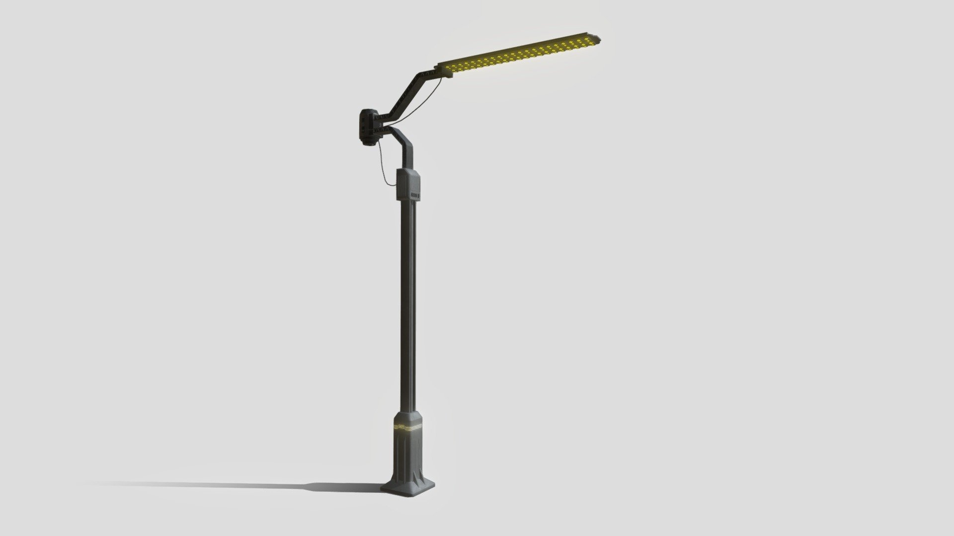 Hi all,

This is PBR Cyberpunk Street Lamp. The file includes a model in real world scale (324cm x 50cm x 514cm).

The product has 52120 polygons.

It comes in the following formats:
.blend
.fbx
.obj
.dae
.gltf

The Blender file has the shaders set up, so it's ready to render using Cycles and Eevee.
It also comes with set of 4K .png maps:
base color
roughness
emission
normal
metallic
