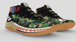 a bathing ape x adidas dame 4 baketball sneaker fashion, ar, shoes, nike, trainer, woman, footwear, sneaker, adidas, sims, jordan, apparel, streetwear, shoescan, character, man, econdlife