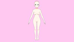 Anime Girl - Base Mesh base, anatomy, games, mesh, b3d, basemesh, rig, , woman, animegirl, anime3d, character, girl, asset, 3d, blender, lowpoly, low, poly, female, anime