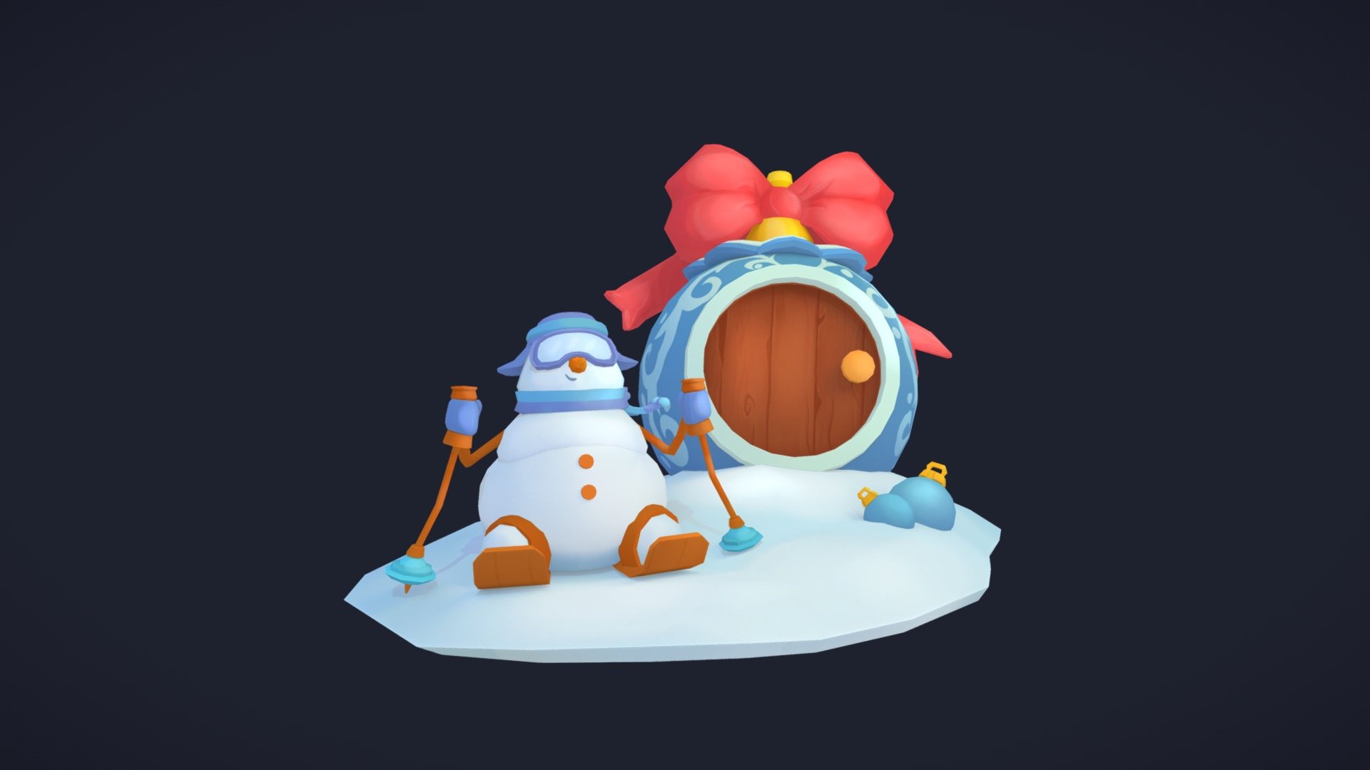 Wishing you all happy holidays!❄

Handpainted winter diorama. 
3D model - Blender 
Texture - 3DCoat &amp; Photoshop