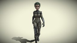 Asymmetric Robotic Character - ARMY mechanical, army, robotic, cyborg, science-fiction, character, girl, sci-fi, futuristic, female, walk, animated, anime, robot, rigged