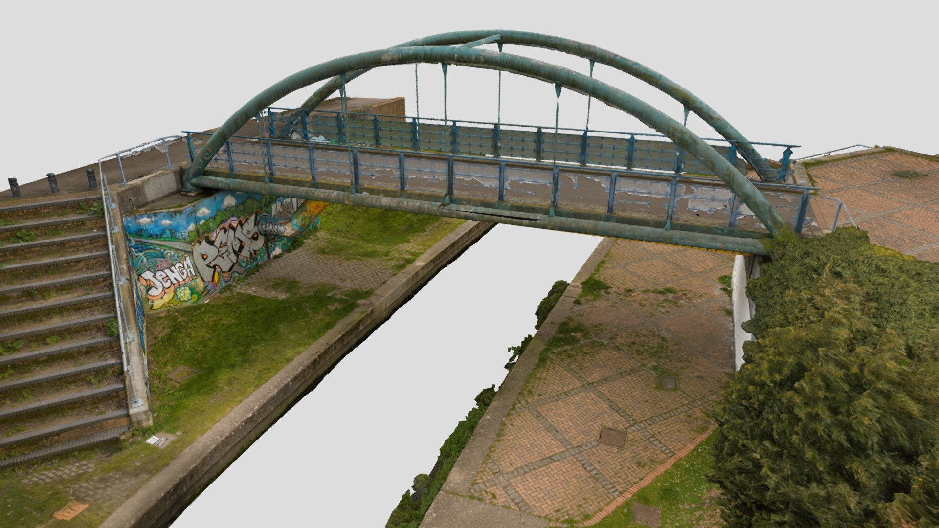High Quality Photogrammetry Model of a Footbridge on the River Pool

To ensure colour accuracy the Raw Photography was profiled with X-Rite ColorChecker and a unique profile created for sRGB Colour Gamut in Lightroom. 
Lods have been cleaned up to remove floating polygons and close holes (where possible). Note there are 2 diffuse maps with the package. The first diffuse map texture is the original photography, the second map is called diffuse_3 and are delit for re-lighting so you have both options available to you!

Render of the 1 million poly mesh from Blender (scene not included).

https://youtu.be/a3SQhpfBbRA

Package includes 4 LODs with 




1 million Polygon FBX model with 8k x10 UDIM Diffuse, Diffuse_3 Texture Maps and Normal Maps 

500k Polygon FBX model with 8k x2 UDIM Diffuse, Diffuse_3 Texture Maps and Normal Maps

200k Polygon FBX model with 8k x2 UDIM Diffuse, Diffuse_3 Texture Maps and Normal Maps 

50k Polygon FBX model with 8k x2 UDIM Diffuse, Diffuse_3 Texture Maps and Normal Maps

