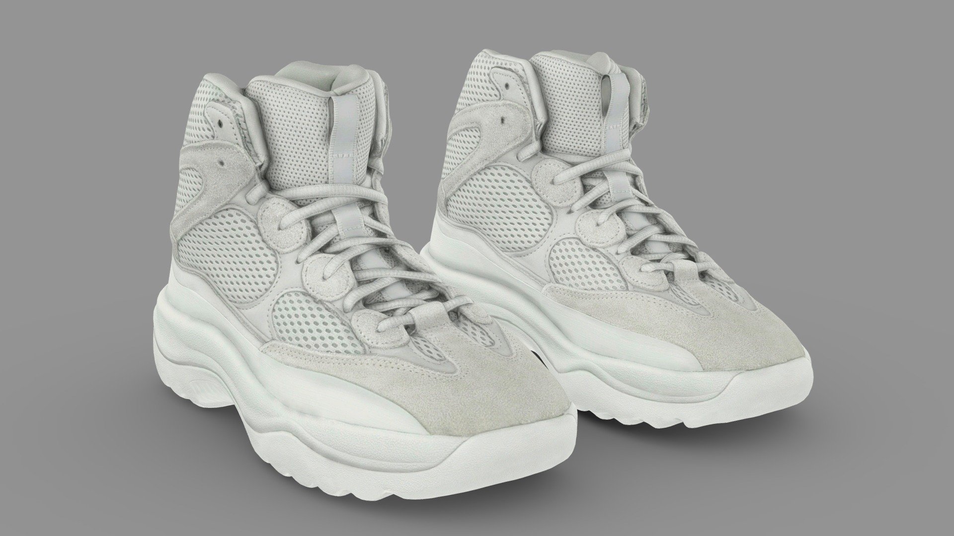 A Very Detailed scanned shoes with High-Quality .Reay to use in virtual try on project.

The Mesh is UV unwrapped.

4096x4096 difuse Texture Map jpg format，in the compressed file rar.

The textures is lighting baked,the texture is uploaded to preview images.

File contains :

FBX .OBJ .stl.collada(dae).Difuse map Texture(jpg format).

If you want to change the colorway of the shoes, it is easy to do with photopshop. If you want to change the colorway or decrease the polycourt ,I am willing to do it.

This is a professional scanning agency, if you want any other shoes, Don't hesitate to tell me.It will helps a lot.we are available for custom shoes scan.

Don't forget to check my other sneakers,Have a nice day：）