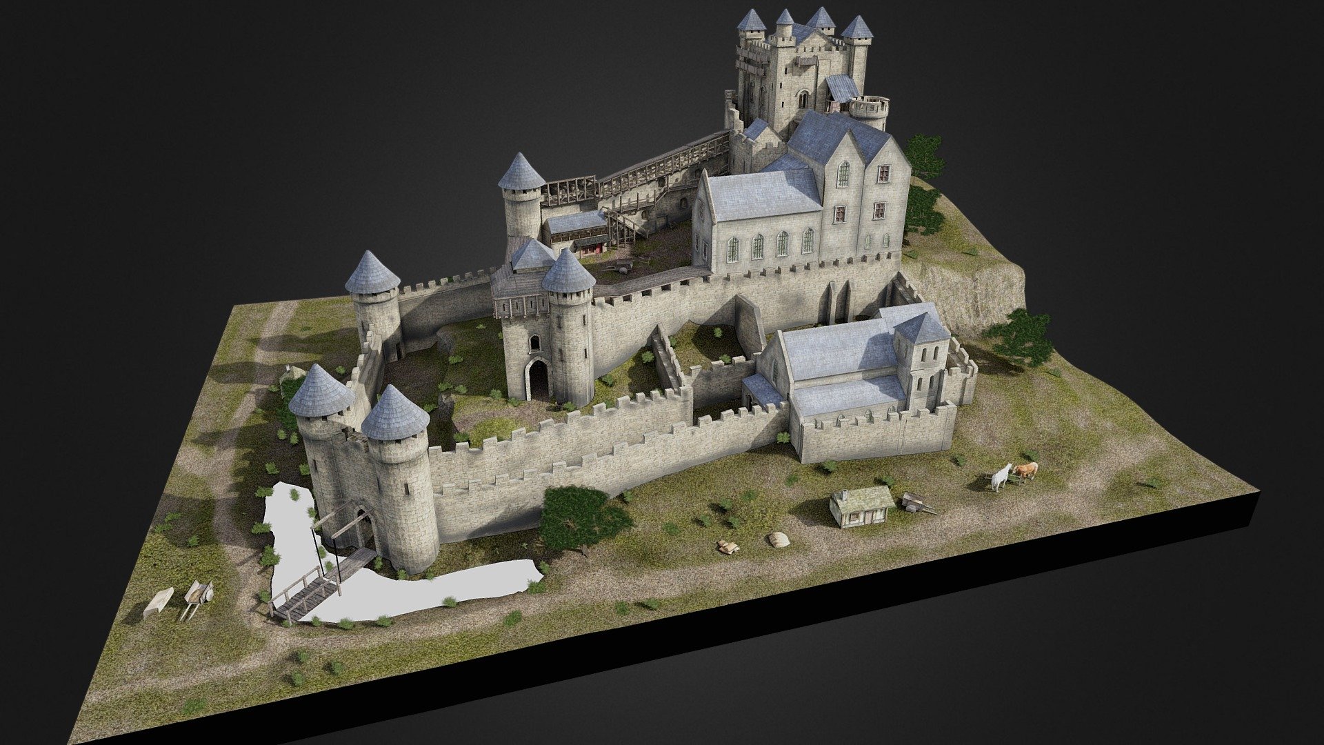 Reconstitution du château de Montrichard (Loir-et-Cher) à la fin du XVème siècle