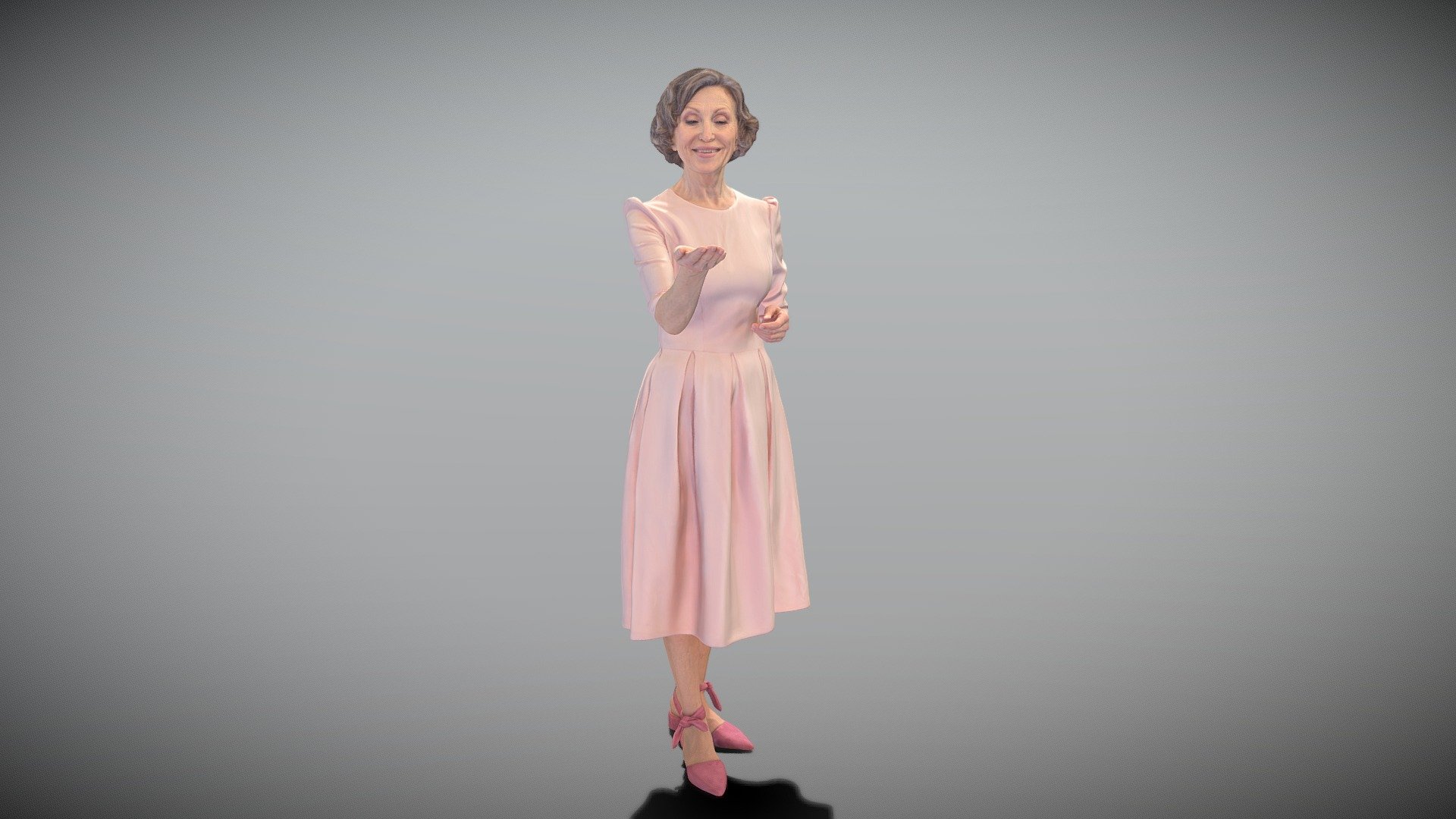 This is a true human size and detailed model of a beautiful mature woman of Caucasian appearance dressed in elegant dress. The model is captured in casual pose to be perfectly matching for various architectural, product visualization as a background character within urban installations, city designs, indoor/outdoor design presentations, VR/AR content, etc.

Technical specifications:




digital double 3d scan model

150k &amp; 30k triangles | double triangulated

high-poly model (.ztl tool with 5 subdivisions) clean and retopologized automatically via ZRemesher

sufficiently clean

PBR textures 8K resolution: Diffuse, Normal, Specular maps

non-overlapping UV map

no extra plugins are required for this model

Download package includes a Cinema 4D project file with Redshift shader, OBJ, FBX, STL files, which are applicable for 3ds Max, Maya, Unreal Engine, Unity, Blender, etc. All the textures you will find in the “Tex” folder, included into the main archive.

3D EVERYTHING

Stand with Ukraine!