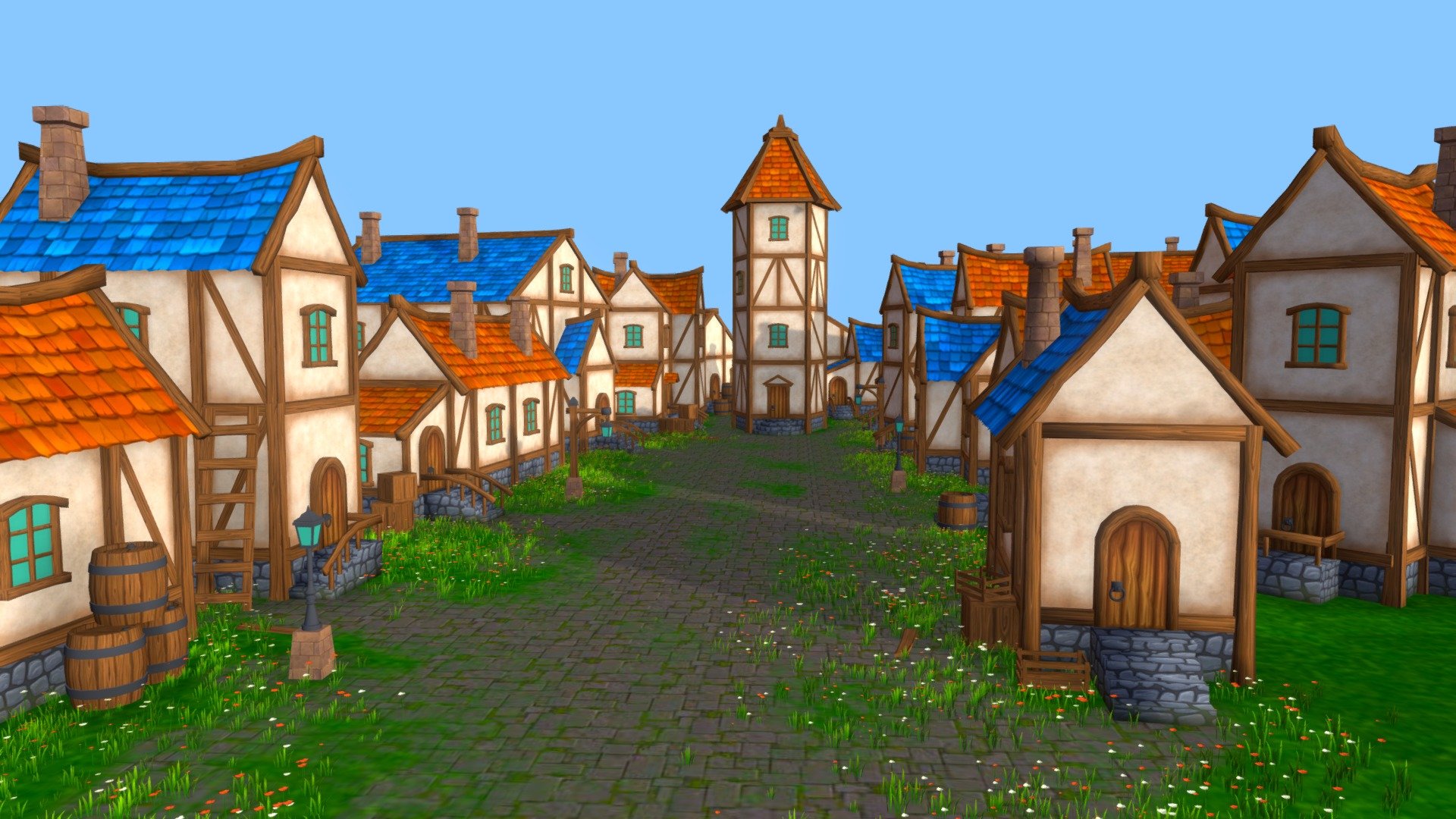 I have created this simple lowpoly modular environment in BLENDER with KRITA.

Feel free to download original blender file here:
https://ko-fi.com/s/e9d3c78c6d

A simple making of video:
https://www.youtube.com/watch?v=6DI6Brfiwuw

References &amp; some Textures used from here:
https://sketchfab.com/3d-models/fantasy-house-ed9c83a3f88a4b5682a40e1180ab91e0
https://sketchfab.com/3d-models/fantasy-walls-and-floors-2-d25f445d9dd0432e87907a9b0606f74b