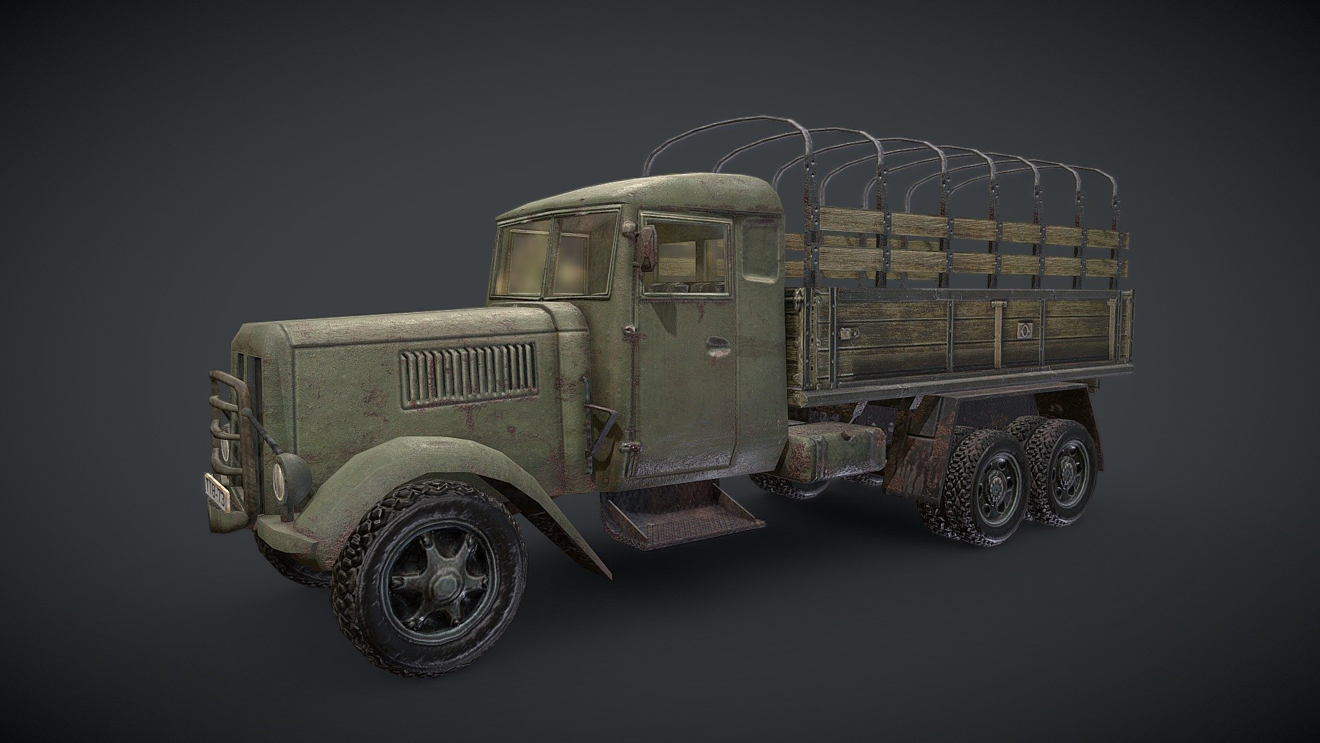 Army truck low poly 3D model for games or real-time applications.
2K PBR textures