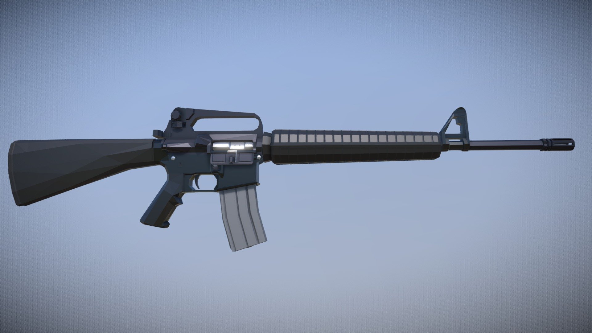 The M16A2, a rifle well known for the wars and conflicts it was seen in. It was adopted by the US Military in the 1980s, featuring an improved handguard, stronger stock, and brass deflector. Just like other M16 rifles before and after it, this weapon is easily distinguishable by its unique carryhandle, front sight and magazine.

Changelog:
31/08/2022
improved rear sight to more accurately represent the real thing, added additional details in stock, simplified geometry to keep tri count about the same, changed geometry to triangles to make exporting easier.