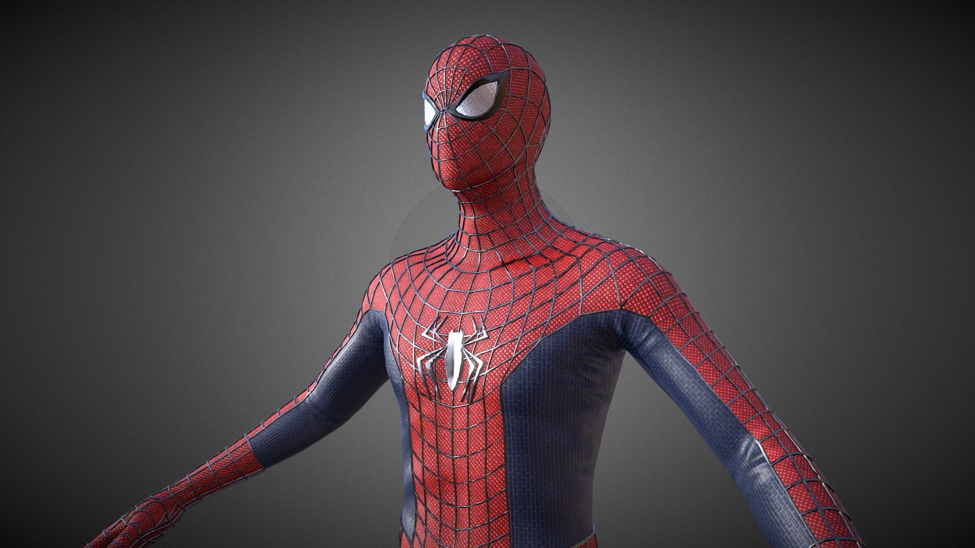 Product name: Spider-Man 3D Model

Classic-style, realistic looking Spider-Man 3D Model for animation and VFX. Model has realistic wrinkle details!

+High poly, Animation and VFX ready, rigged, PBR textures

+Total tris counts: 442,558

+Unit: centimetres. Model Height: 178cm approx.

+Includes 2 different .blend files: Spider-Man 3D Model (Image Textures).blend and Spider-Man 3D Model (Procedural Textures).blend

+PBR textures (Metallic-Roughness) 2048X2048, 4096x4096

*Extract the .ZIP file to obtain the PBR Image textures.

*NOTE: FIles only contain Spider-Man model, textures, and armature. Other 3D models in the preview images such as the buildings are NOT included in the files.