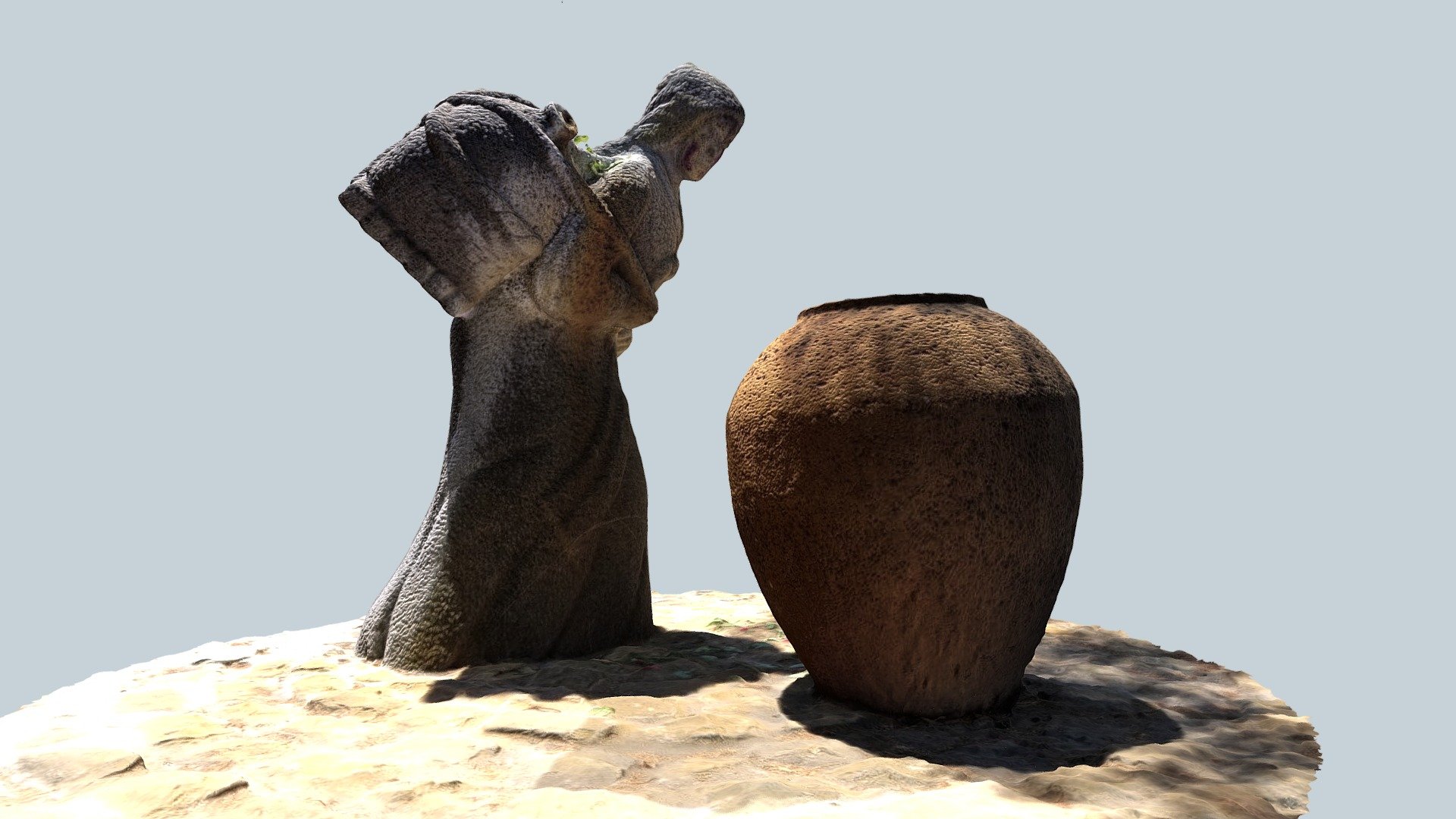 111  photos with a Samsung S8
Processed with Agisoft Photoscan and MeshMixer.

&ldquo;Woman with Water Jar