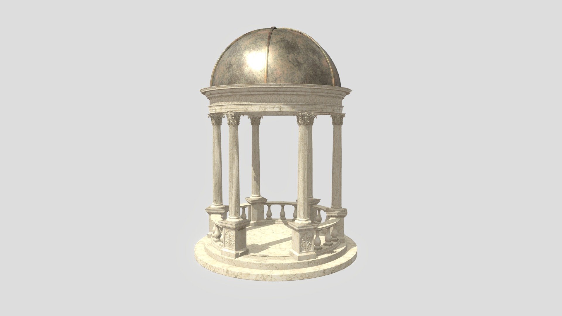 Greek gazebo made as a term paper in the subject of 3D graphics. 
Each element was made by hand in a blender as individual modules, and then exported to Substance Painter for texturing.