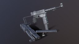 WOT 49 : French Submachine-gun france, submachinegun, weapon, textured, history, gameready, french-army, fake-brands
