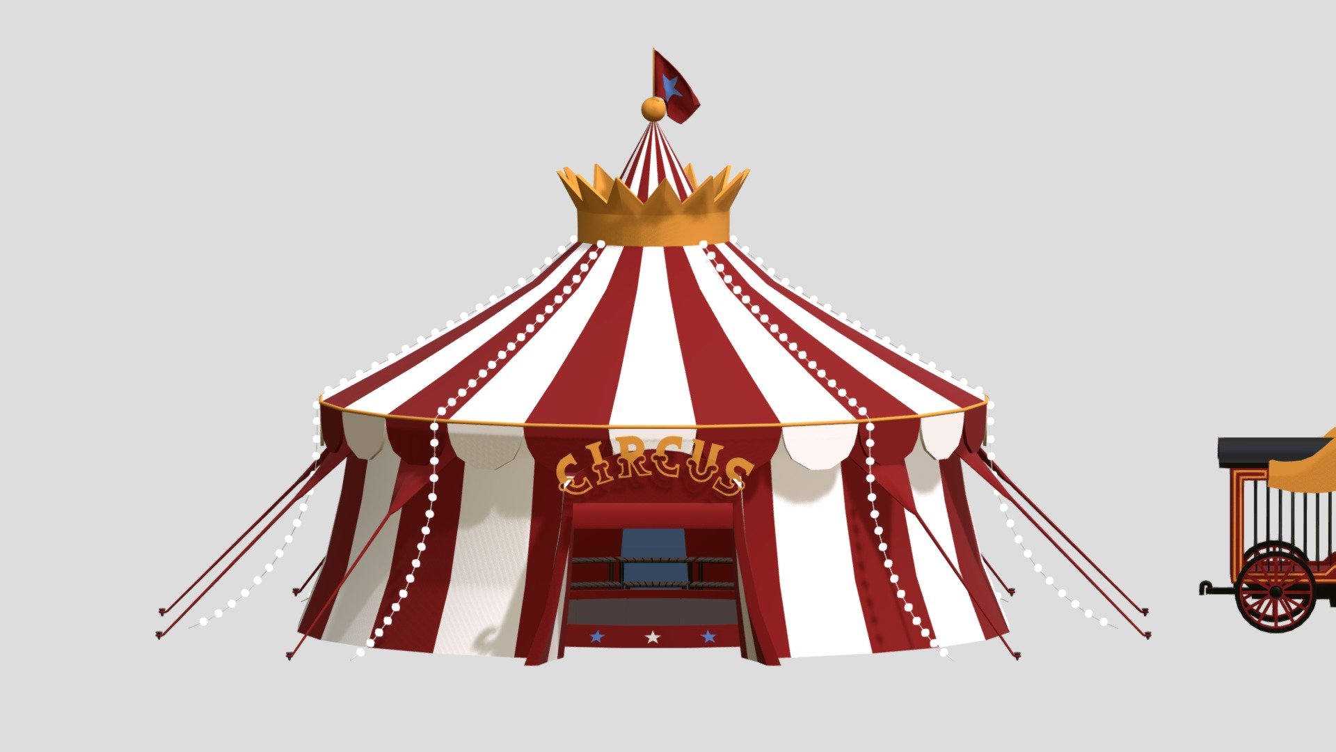 Hello everyone !

I am pleased to present this circus that will blend into any decor of this style! You can integrate this 3d model into all your games or animations and create a unique decor of which only you have the secret ! This pack contains:

Tent
Tightrope
Benches
Vans (pet, artist)
Ticket stand
Balloon stand
Popcorn
Unicycle
Canon
Shooting target
Juggling accessories
Balloon balance
Barrel and box
In fact, everything you see in the images above. Let yourself be carried away by your imagination ! Enjoy !

Made with blender