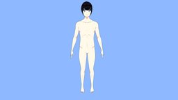 Anime Male - Base Mesh base, mesh, boy, rig, character, modeling, asset, game, 3d, blender, lowpoly, low, poly, man, anime, download