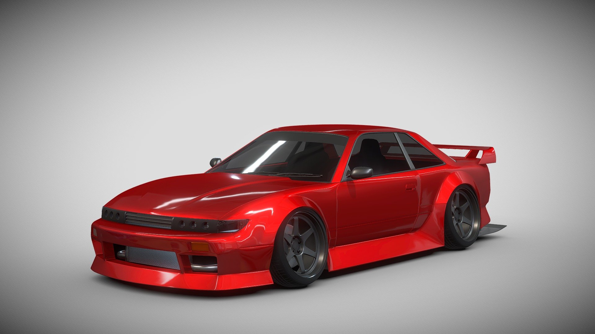 This is a 3D model of the Nissan Silvia S13 widebody that I made. Nissan Silvia S13 is a car released in 1989, this car is the 5th generation Nissan Silvia car that exists in the real world. I model directly in Blender.

Model render

