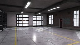 Empty Shop garage, warehouse, abandoned-building, baked-lighting, baked-textures, auto-shop, building, shop, interior, city-assets, interior-scene, jimbogies, mechanicshop