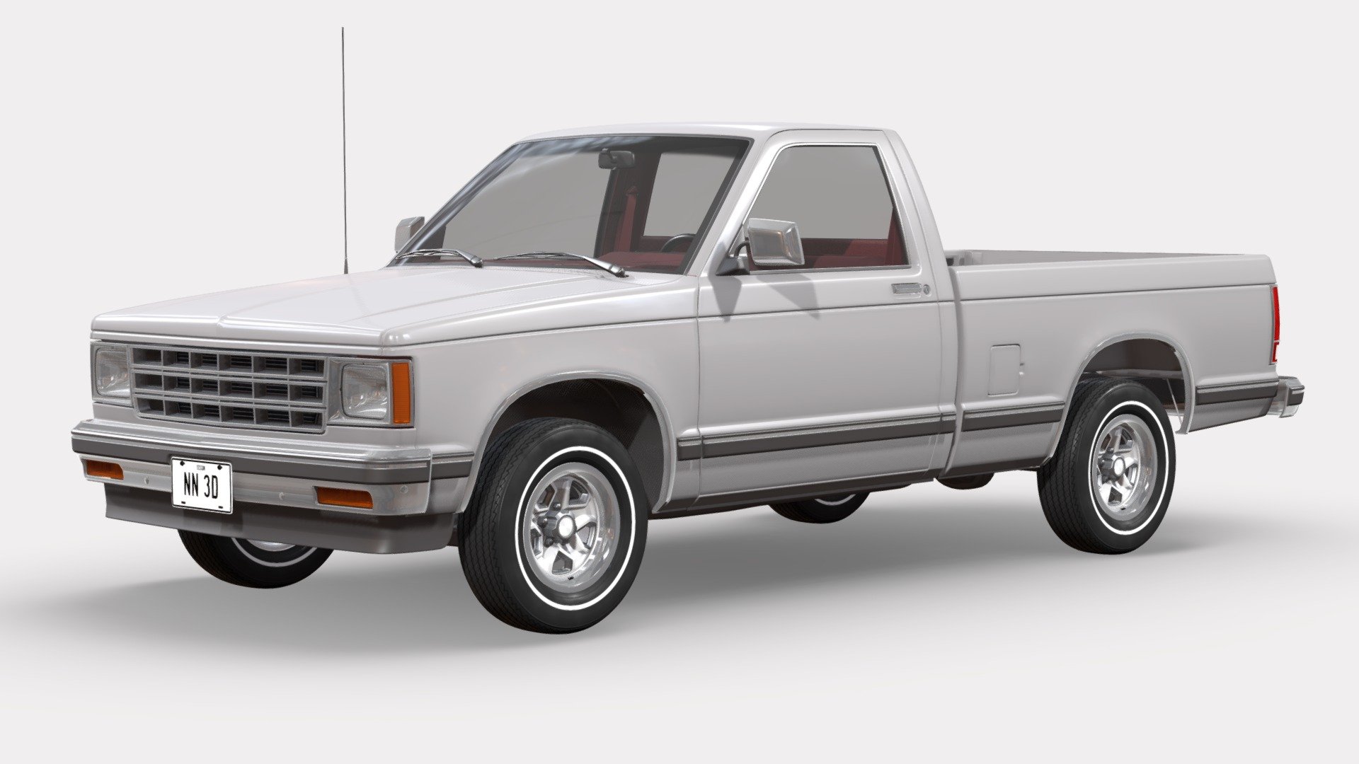 The Sketchfab marketplace has moved to FAB.com, go to NN 3D store page to get acces to all the models from this catajog.

3D model of a compact single cab pickup truck.

The truck's high detail exterior is great for close up renders, the cabin, chassis and drivetrain have been extensively detailed for close range shots.

The model was created with 3DS Max 2016 using the open subdivision modifier which has been left in the stack to adjust the level of detail.

There are also included HI and LO poly versions in Blender format with textures.

Exchange files included: FBX and OBJ in HI and LO poly versions, 3ds in LO poly.

SPECIFICATIONS:

The model has 108.300 polygons with subdivision level at 0 and 432.400 at level 1.

All textures are included and mapped in all files but they will render like the preview images only in 3DSMax with V-Ray, the rest of files might have to be adjusted depending on the software you are using.