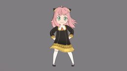 Anya Forger 3d model - Rigged cute, b3d, manga, anya, forger, 3d, blender, model, anime, rigged, spyxfamily