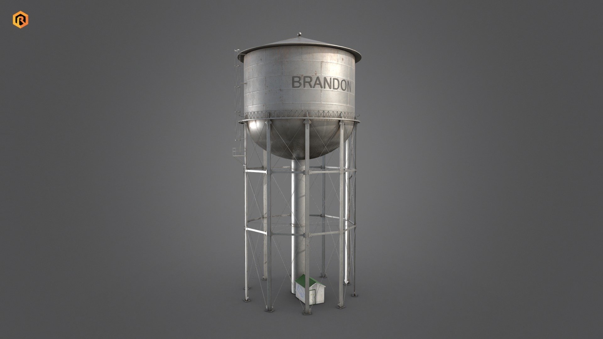 Low-poly PBR 3D model of Water Tower.

This 3D model is best for use in games and other VR / AR, real-time applications such as Unity or Unreal Engine.  It can also be rendered in Blender (ex Cycles) or Vray as the model is equipped with all required PBR textures.  

Technical details:




2 PBR textures sets (Main body and alpha) 

12626 Triangles

15343  Vertices

The model is divided into few 2 objects (Main tower and small building)

Pivot points are correctly placed to suit animation process.

All nodes, materials and textures are appropriately named.

Lot of additional file formats included (Blender, Unity, Maya etc.)  

More file formats are available in additional zip file on product page (See all files)

Please feel free to contact me if you have any questions or need any support for this asset.

Support e-mail: support@rescue3d.com