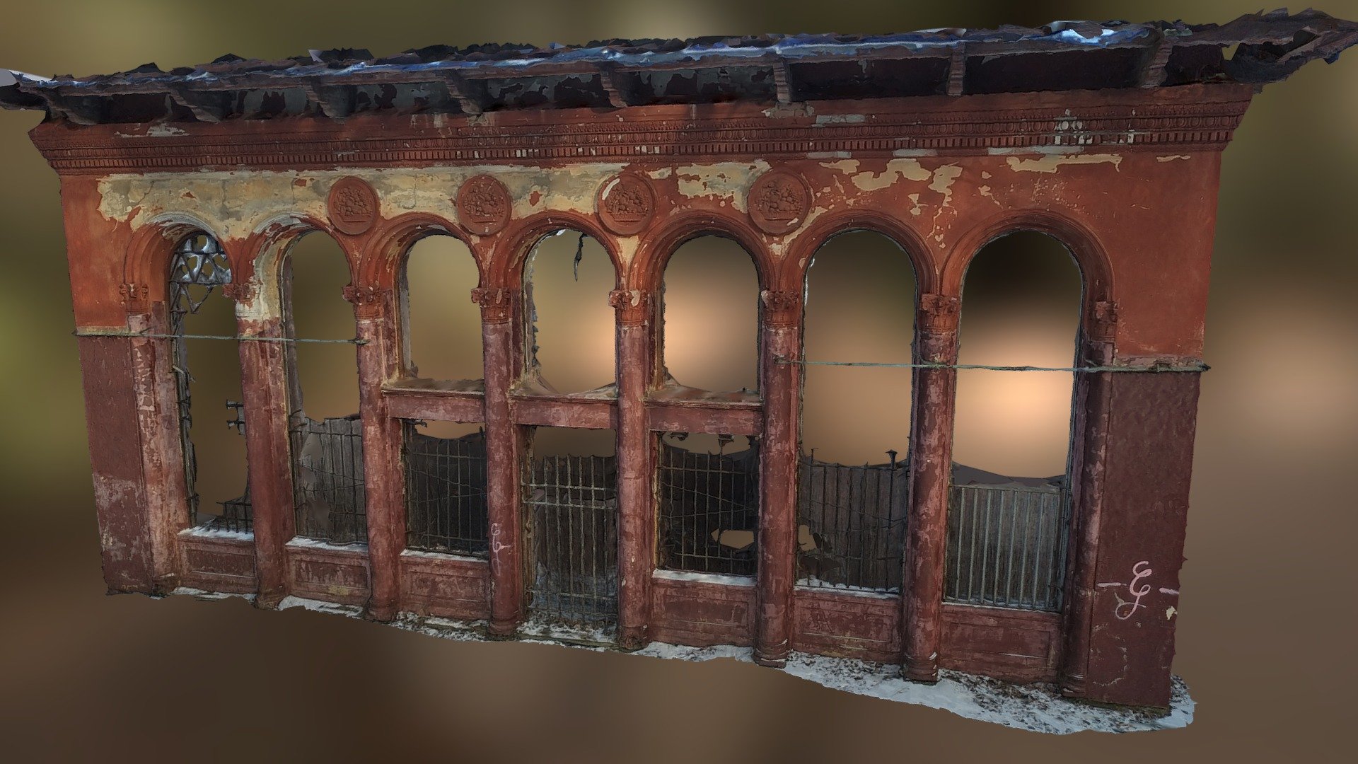 Photogrammetry of the ruins of very old cafe.