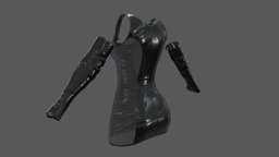  Black Mesh Patchwork Mini Vinyl Dress mini, club, fashion, girls, clothes, with, hot, night, dress, transparent, vinyl, womens, wear, latex, gloves, pbr, low, poly, female, black, sleevless, clubwear