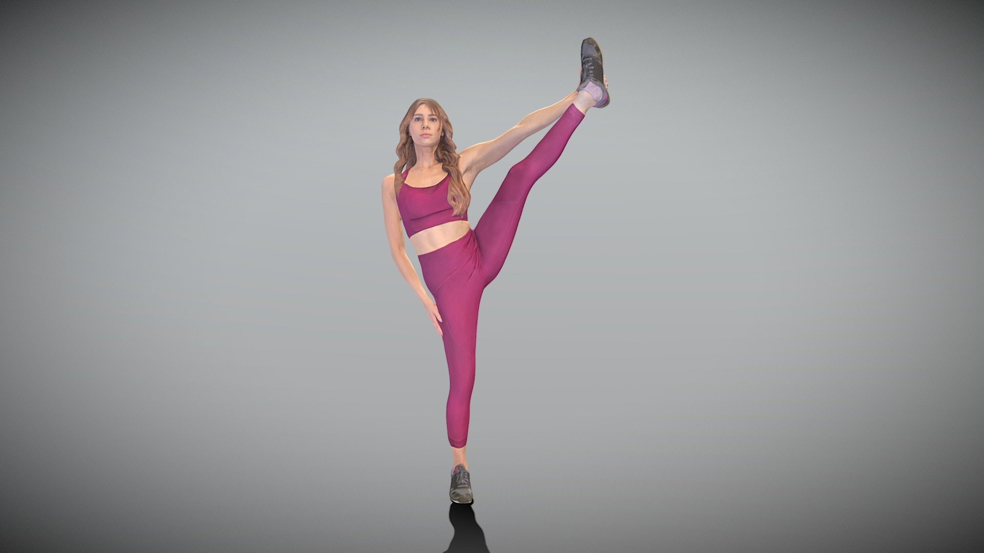 This is a true human size and detailed model of a sporty beautiful woman of Caucasian appearance dressed in sportswear. The model is captured in casual pose to be perfectly matching various architectural and product visualizations, as a background or mid-sized character on a sports ground, gym, beach, park, VR/AR content, etc.

Technical specifications:




digital double 3d scan model

150k &amp; 30k triangles | double triangulated

high-poly model (.ztl tool with 5 subdivisions) clean and retopologized automatically via ZRemesher

sufficiently clean

PBR textures 8K resolution: Diffuse, Normal, Specular maps

non-overlapping UV map

no extra plugins are required for this model

Download package includes a Cinema 4D project file with Redshift shader, OBJ, FBX, STL files, which are applicable for 3ds Max, Maya, Unreal Engine, Unity, Blender, etc. All the textures you will find in the “Tex” folder, included into the main archive.

3D EVERYTHING

Stand with Ukraine!