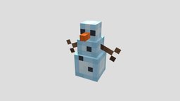 Cute Snowman (Inspired by Minecraft) snowman, winter, snow, christmas, java, bedrock, pixel-art, blockbench, low-poly, minecraft, voxel, decoration, noai